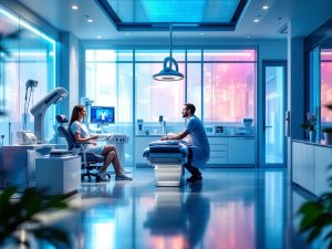 Clinică medicală modernă cu echipamente avansate.