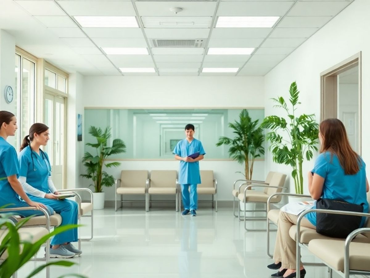 Clinica medicală modernă cu personal atent la pacienți.