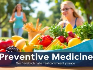 O imagine cu fructe, legume și exerciții în aer liber.