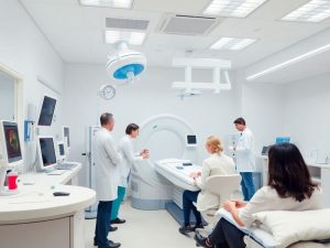 Clinică modernă cu echipamente medicale avansate.