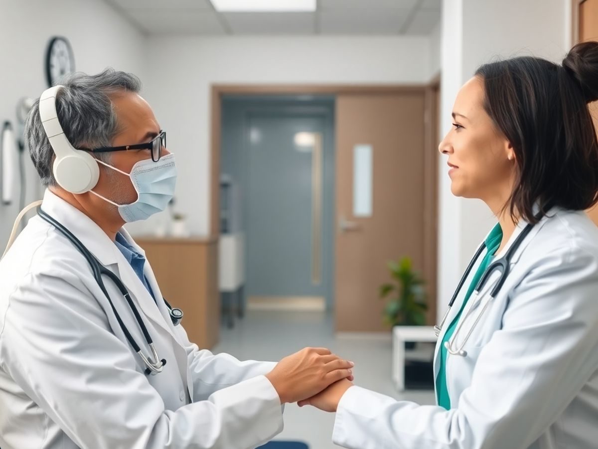 Medicul examinează pacientul într-o clinică primitoare.