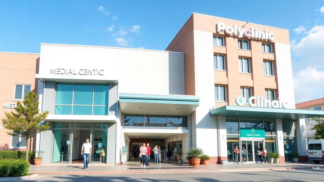 Trei tipuri de unități medicale cu oameni la intrare